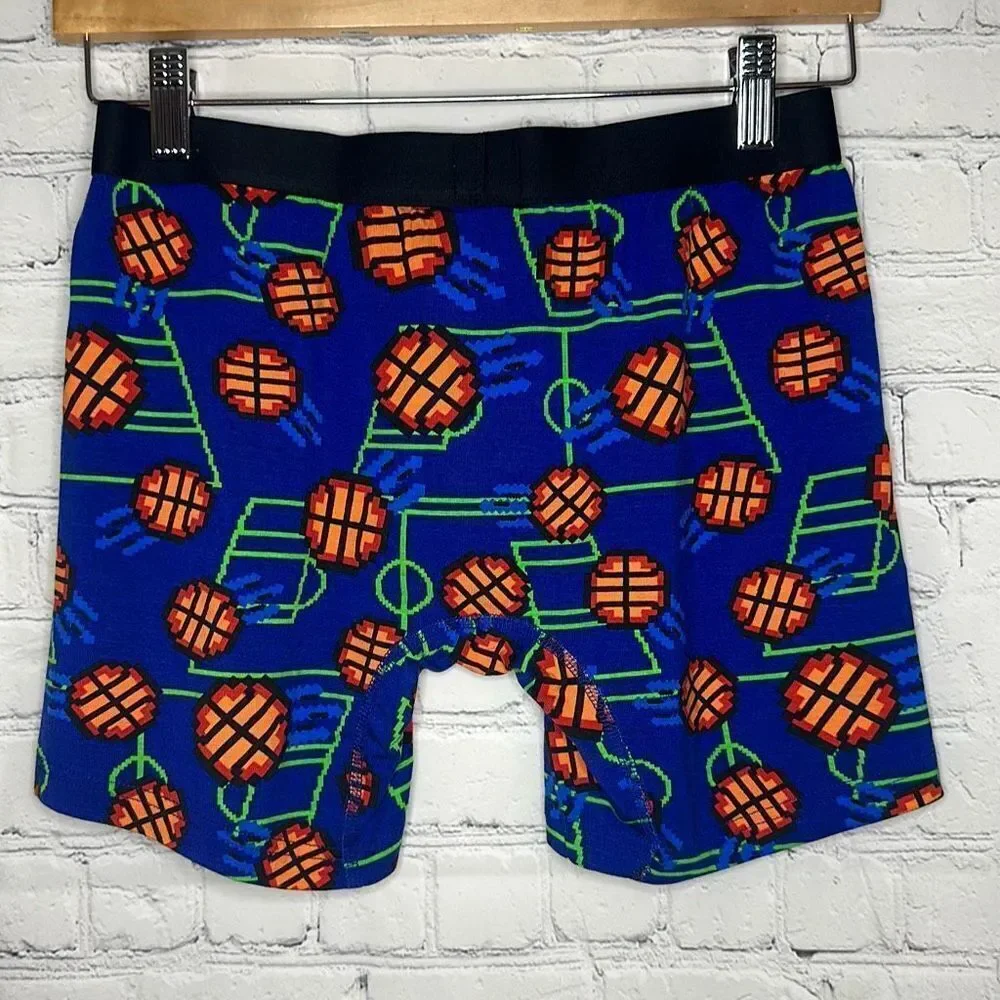 Meundies Men’s Pixelated Basketball Blue‎ Boxer Briefs size Medium New no tags